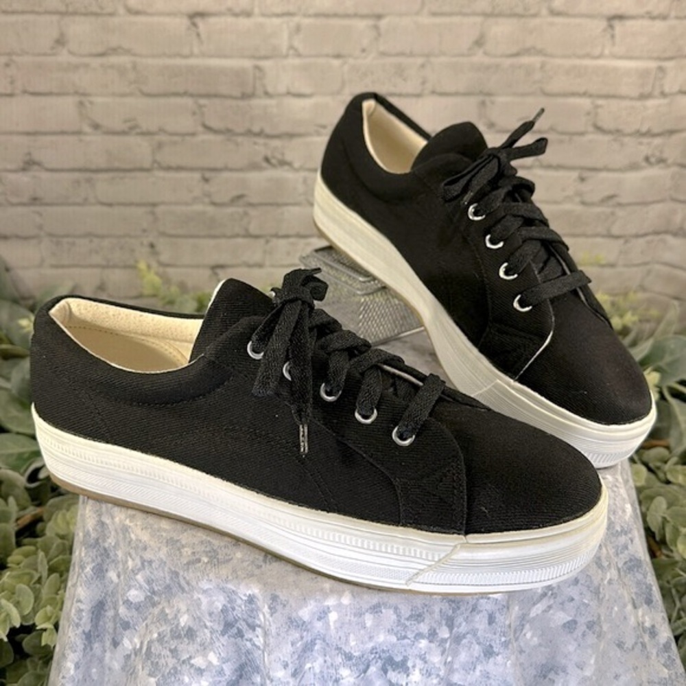 🖤 Chicory Sport “Jill” Black Canvas Low-cut Platform Sneakers WMS 10M 🖤VGUC